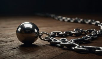 A chain with an iron ball attached to it